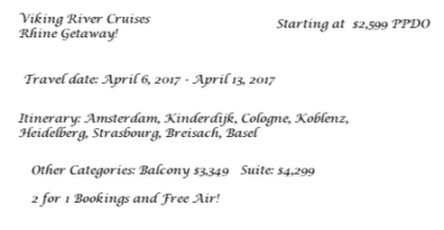 Example booking for a Viking cruise