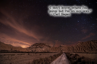 starry desert night with quote by carl sagan