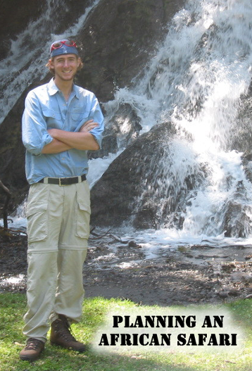 Planning and African Safari, boy in front of waterfall