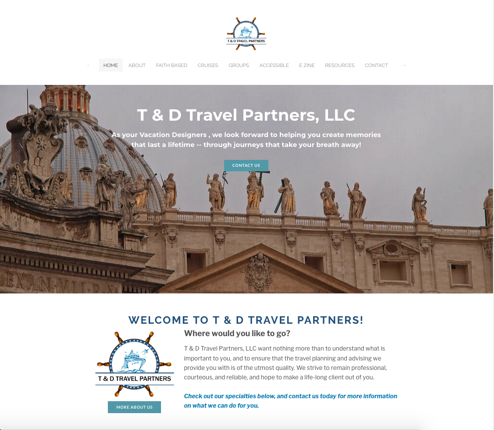 T & D Travel Partners homepage