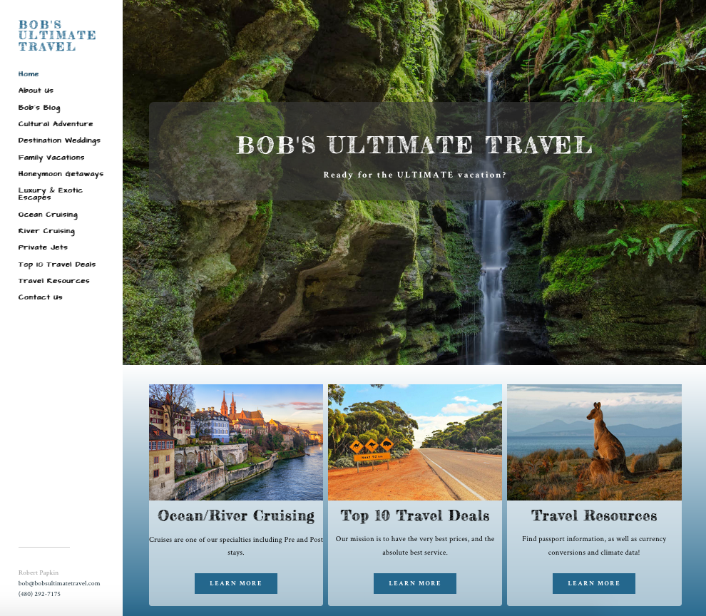 Bobs Ultimate Travel homepage