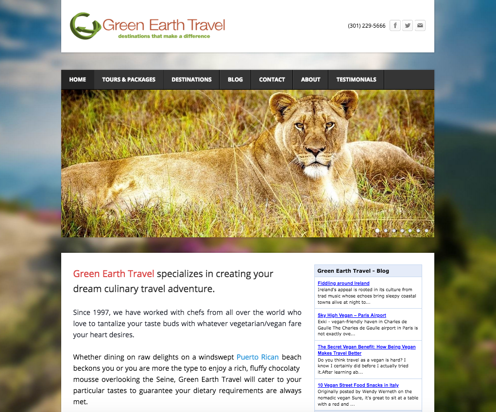 Green Earth Travel hompage